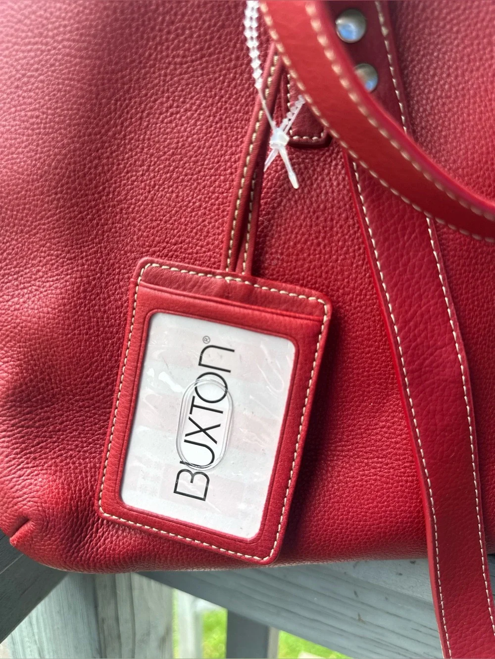 BUXTON 100% Leather Red Madison Commuter Expandable Computer Bag + WALLET Travel